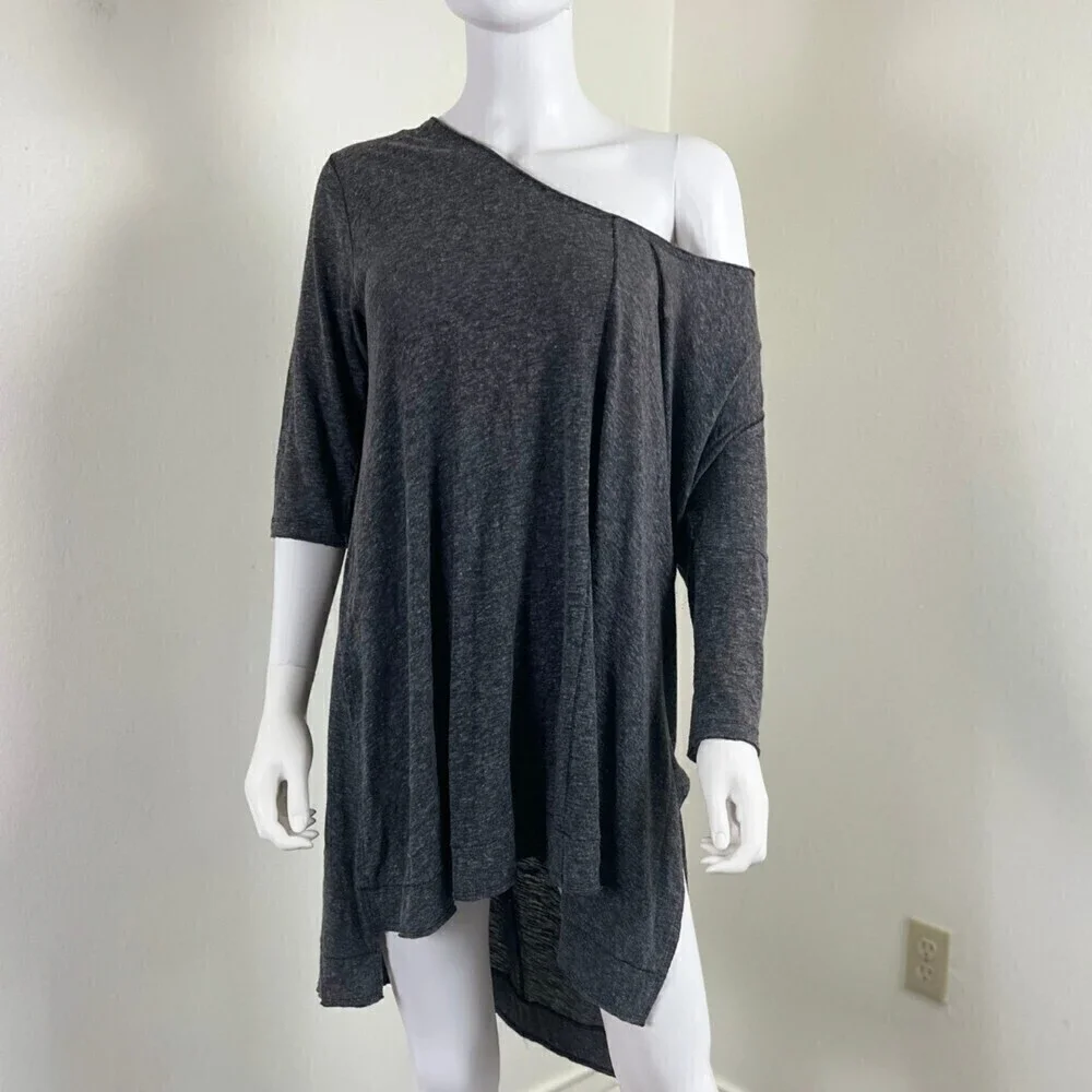 Free People Size M Oversize Pullover Tunic Blouse High Low Top Loungewear Casual